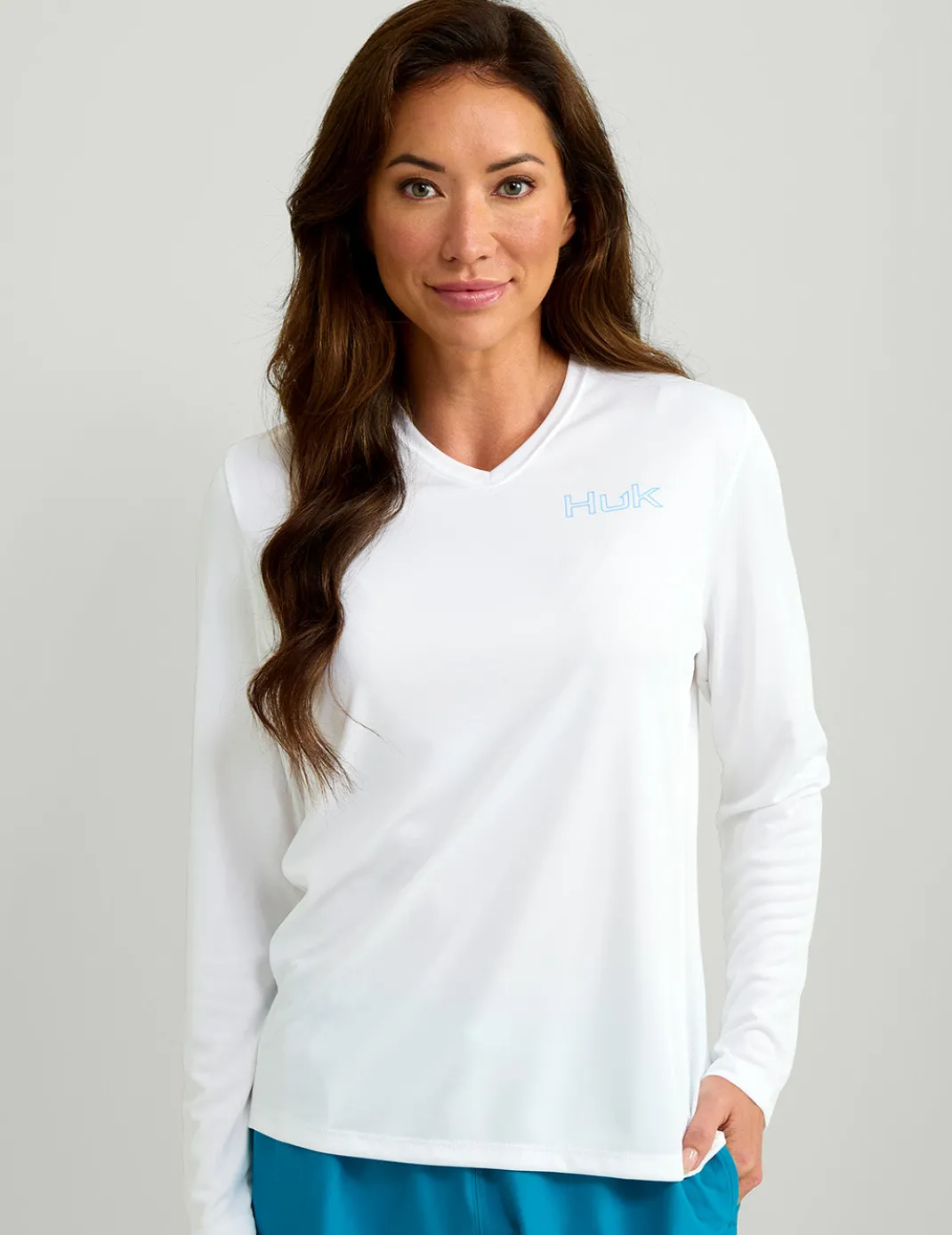 Womens Huk Box Pursuit Performance V-Neck